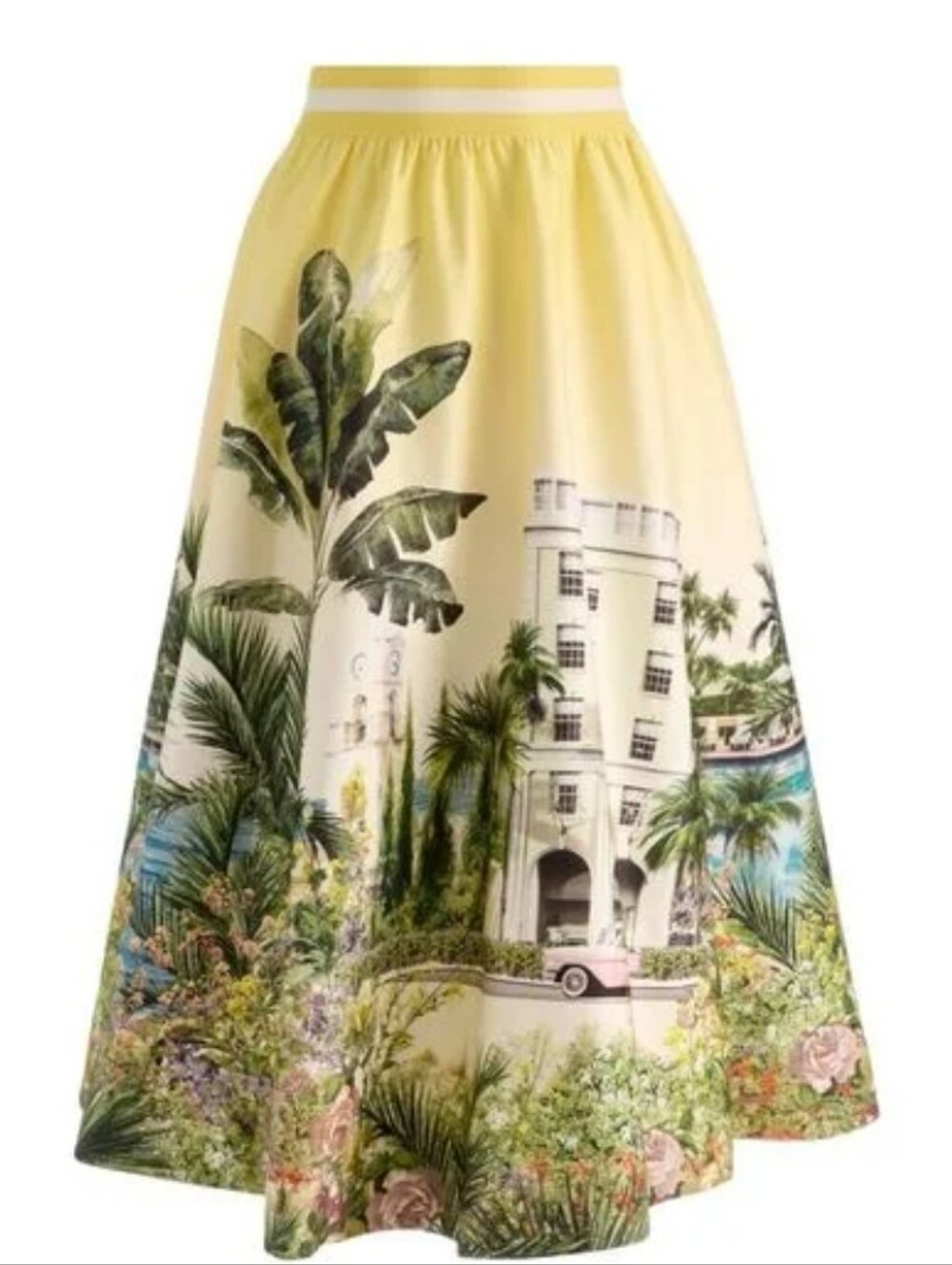 Alice + Olivia Earla Tropical-Print Flared Skirt SZ 14